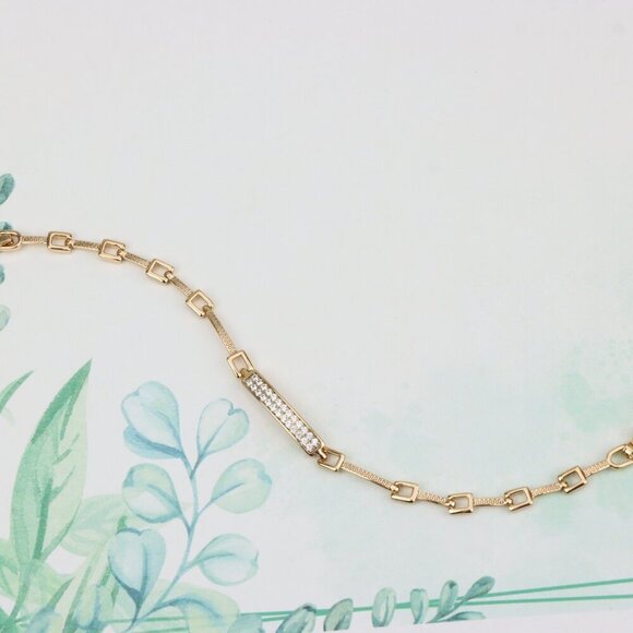 "Elegant Rose Gold Bracelet with Sparkling CZ Bar Accent, XPBL0904 - Picture 3 of 13